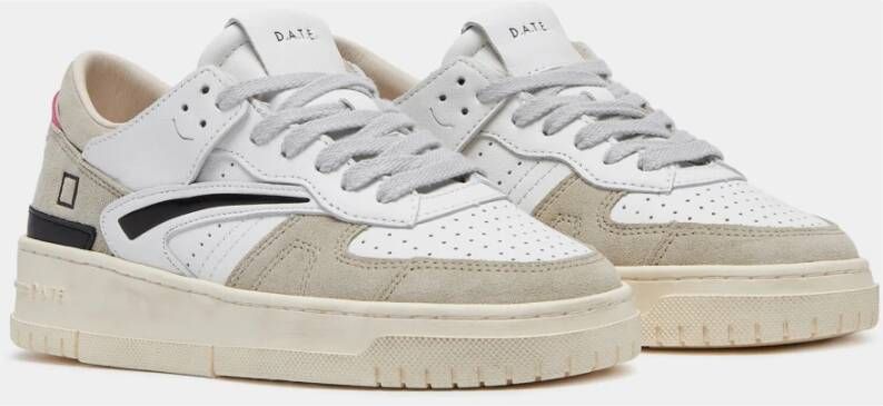 D.a.t.e. Lage leren en suède sneaker White Dames