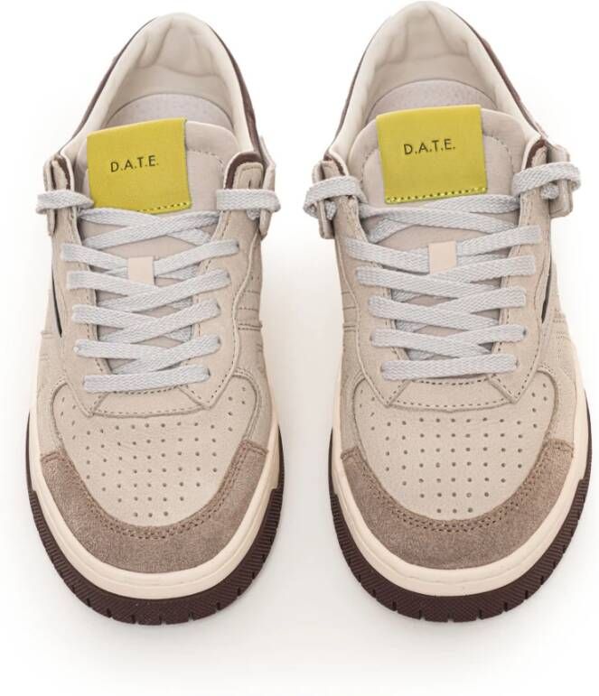 D.a.t.e. Leren sneakers met veters contrastdetails Beige Heren