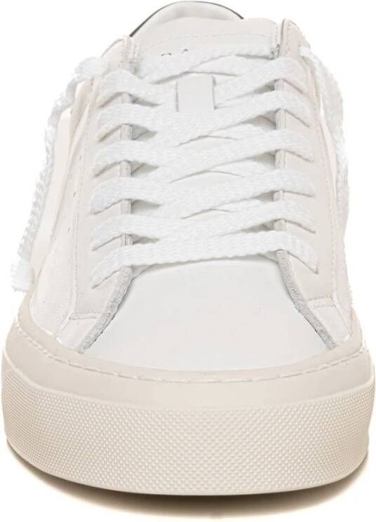 D.a.t.e. Leren sneakers met veters contrasterende hiel White Heren