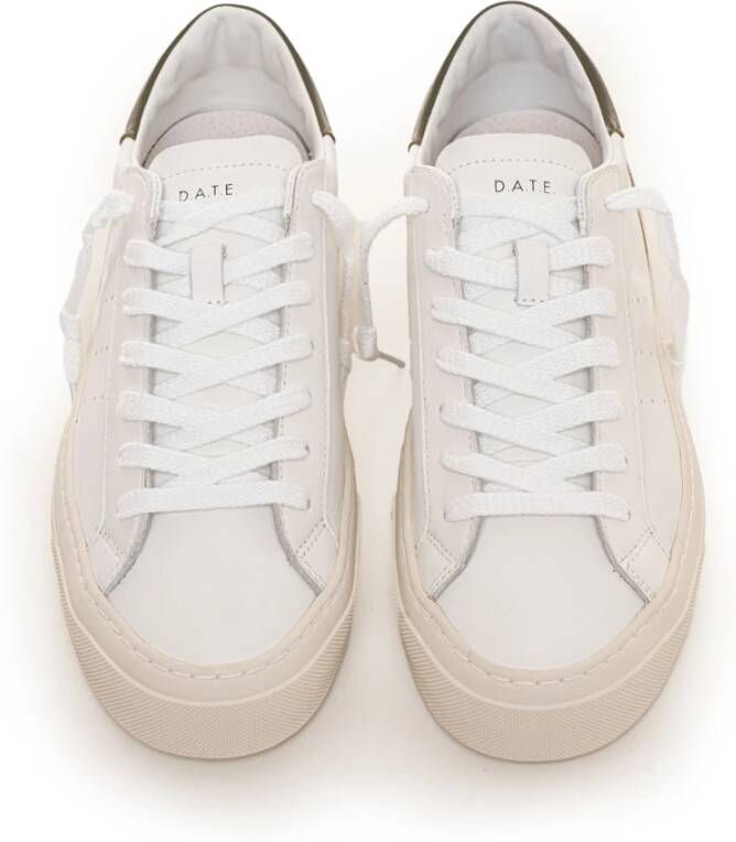 D.a.t.e. Leren sneakers met veters contrasterende hiel White Heren