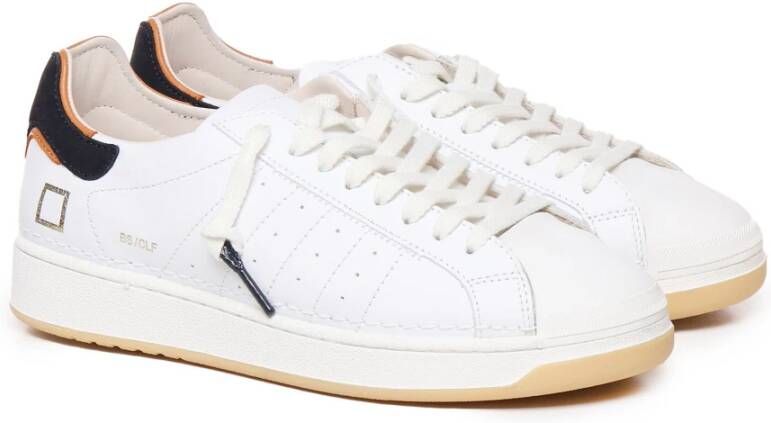 D.a.t.e. Leren Sneakers Wit Blauw Rubberen Zool White Heren