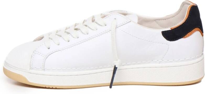 D.a.t.e. Leren Sneakers Wit Blauw Rubberen Zool White Heren