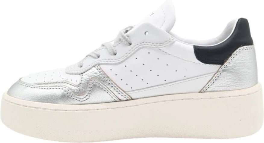 D.a.t.e. Moderne wit-zilveren sneakers White Dames