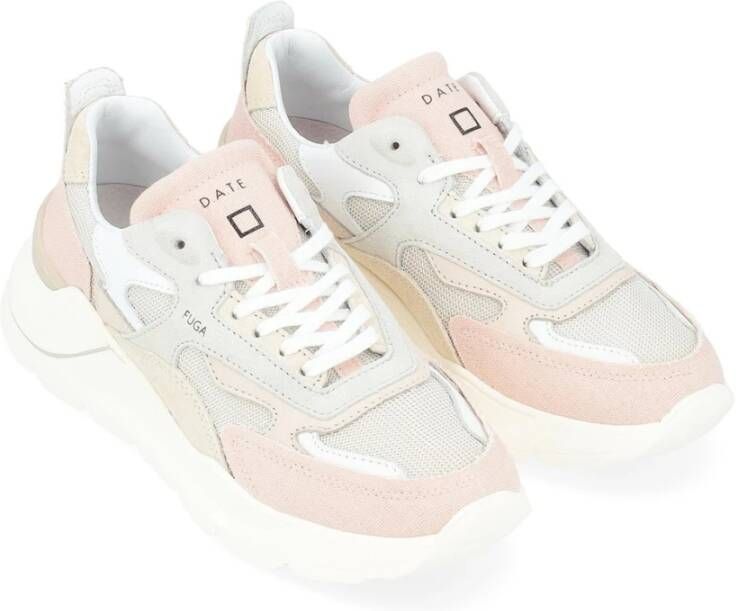 D.a.t.e. Roze en beige canvas sneaker Multicolor Dames