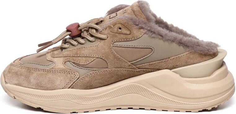 D.a.t.e. Sneakers van mesh en suède sabotstijl Beige Dames