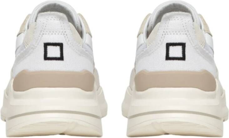 D.a.t.e. Witte Mesh Hardloopschoenen met Canvas en Leren Inzetstukken White Dames