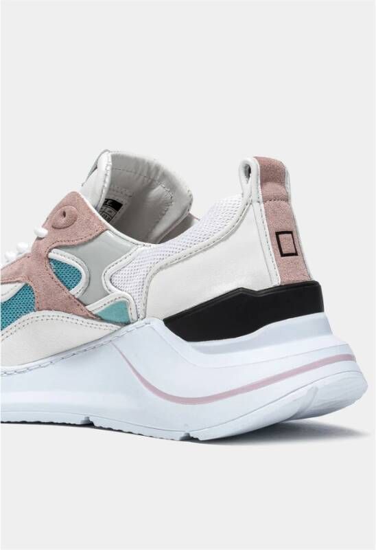 D.a.t.e. Witte Hardloopsneaker met Roze Suède Fuga 2.0 Wit Dames