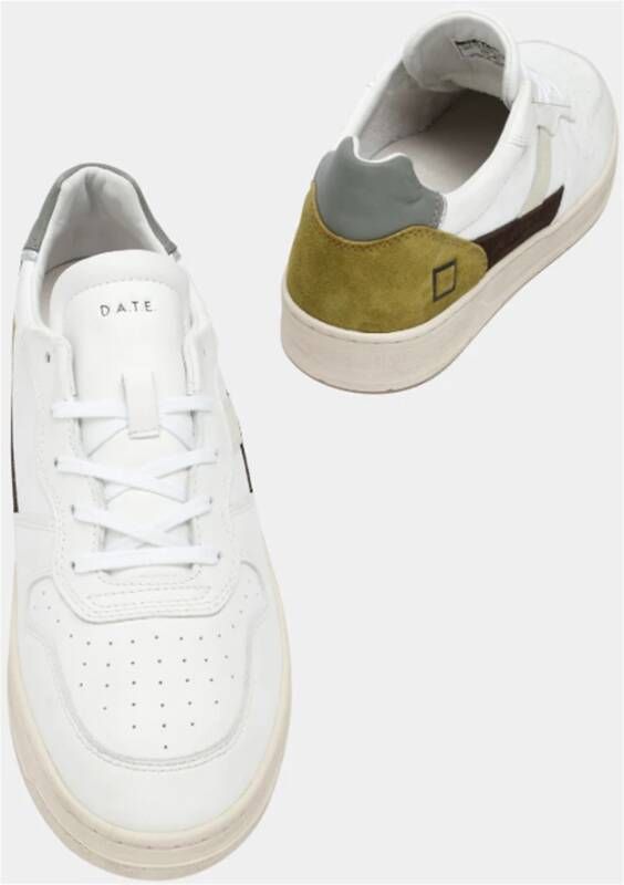 D.a.t.e. Vintage Court 2.0 Wit en Groene Sneakers Wit Heren