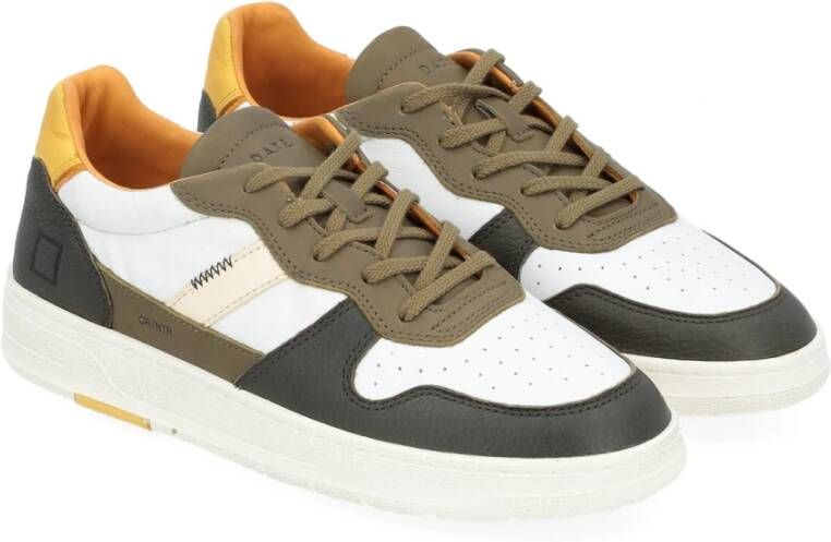 D.a.t.e. Court 2.0 Wit en Militairgroene Sneaker Wit Heren