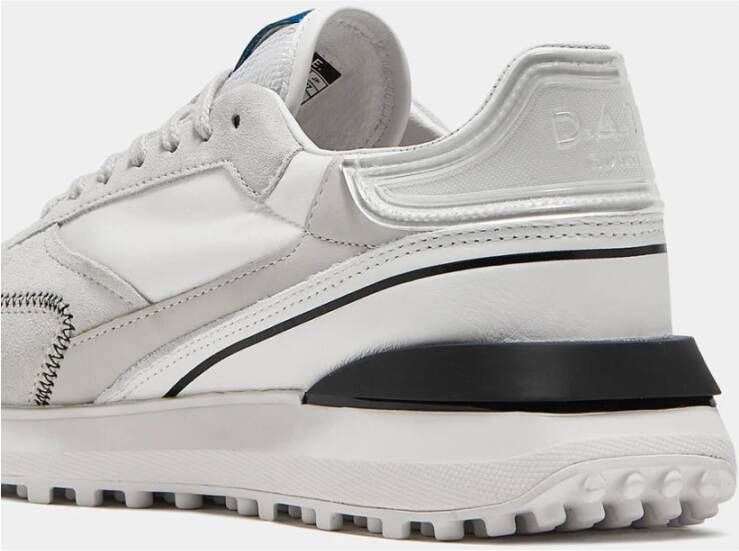 D.a.t.e. Witte Leren Sneakers met Gele Accenten Wit Heren