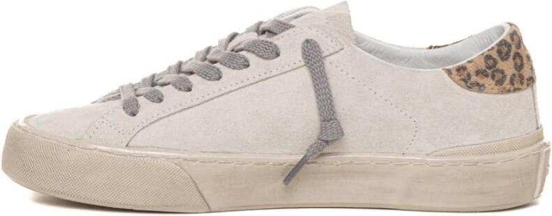 D.a.t.e. Suède Sneakers met Veters en Contrastdetails Beige Dames