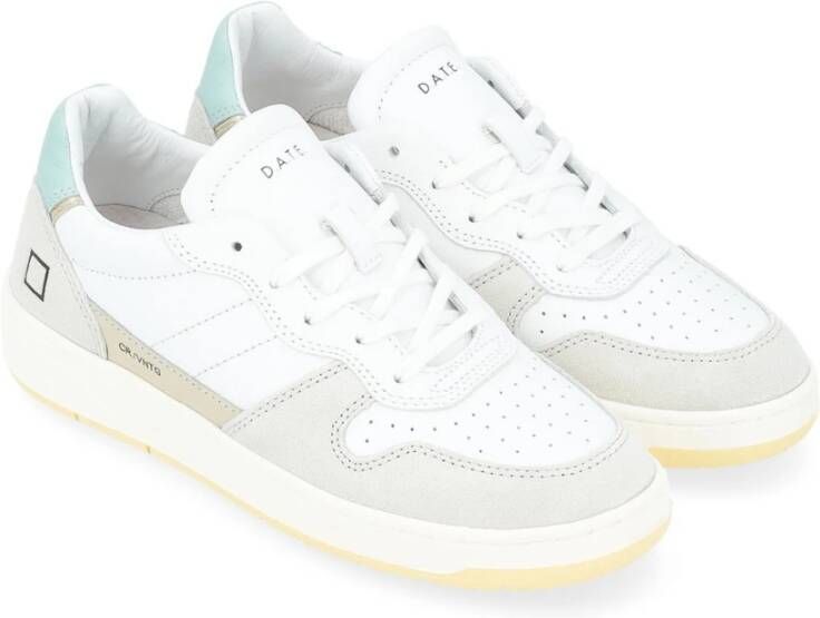 D.a.t.e. Vintage Court Sneaker in Suède en Leer White Dames