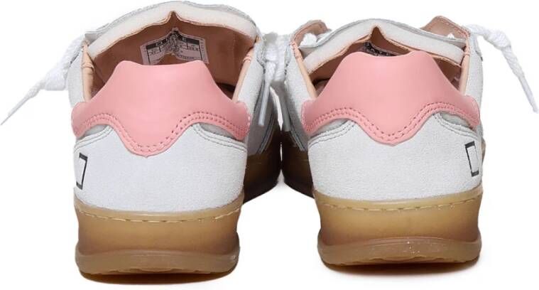 D.a.t.e. Wit Roze Leren Sneakers Rivet Sluiting White Dames