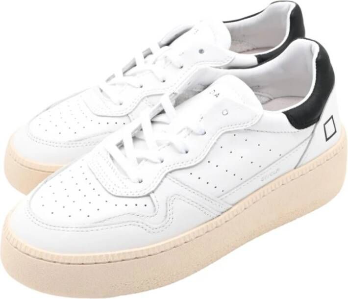 D.a.t.e. Wit Zwarte Sneakers Step Calf White Dames