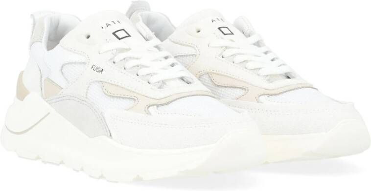 D.a.t.e. Witte en beige canvas sneaker model Fuga White Dames