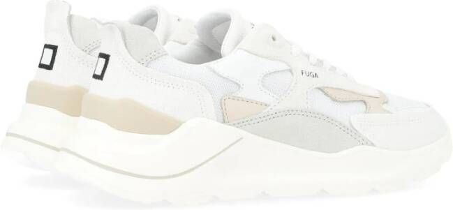 D.a.t.e. Witte en beige canvas sneaker model Fuga White Dames