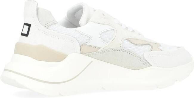 D.a.t.e. Witte en beige canvas sneaker model Fuga White Dames