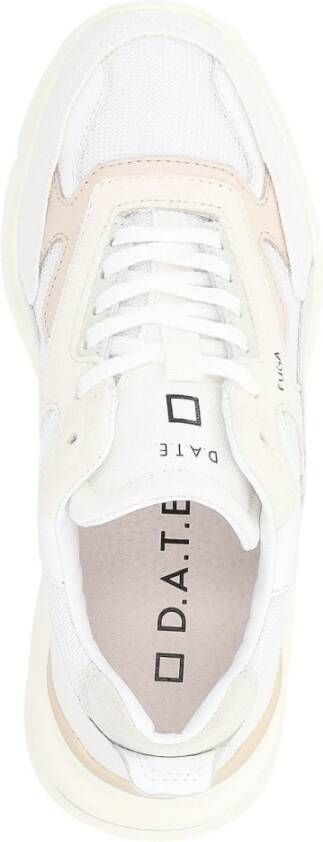 D.a.t.e. Witte en beige canvas sneaker model Fuga White Dames