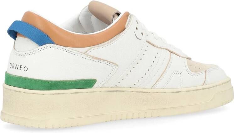 D.a.t.e. Witte en beige leren sneaker Torneo Multicolor Heren