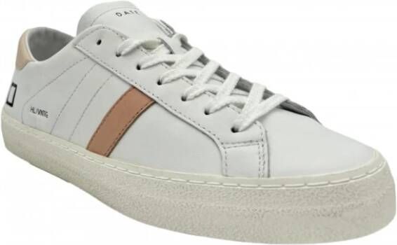 D.a.t.e. Witte en blush leren sneakers White Heren