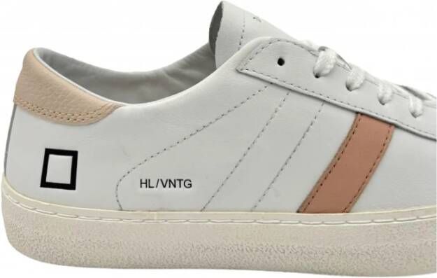 D.a.t.e. Witte en blush leren sneakers White Heren