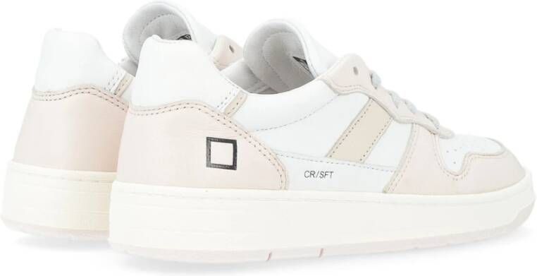 D.a.t.e. Witte en roze leren sneaker Court 2.0 White Dames