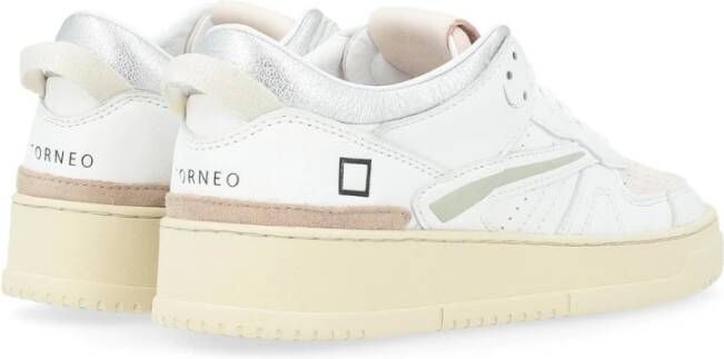 D.a.t.e. Witte en roze leren sneaker White Dames