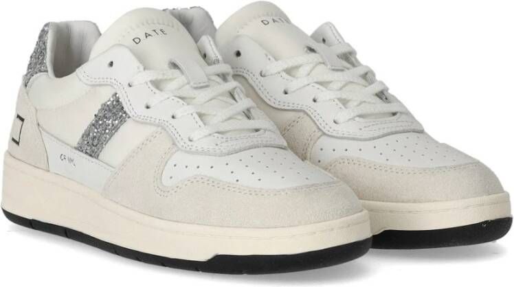 D.a.t.e. Witte Glitter Court 2.0 Sneaker White Dames