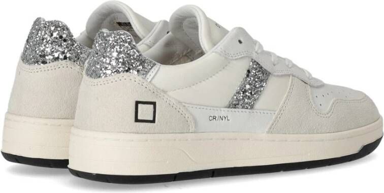 D.a.t.e. Witte Glitter Court 2.0 Sneaker White Dames