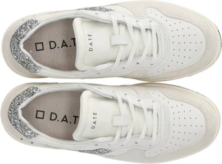 D.a.t.e. Witte Glitter Court 2.0 Sneaker White Dames