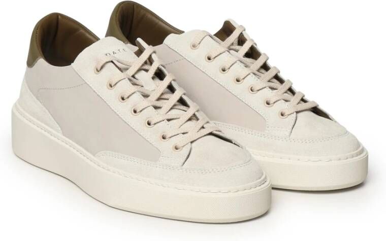 D.a.t.e. Witte Groene Leren Sneakers met Logo Beige Heren