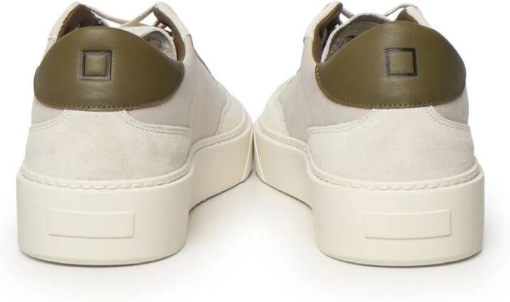 D.a.t.e. Witte Groene Leren Sneakers met Logo Beige Heren