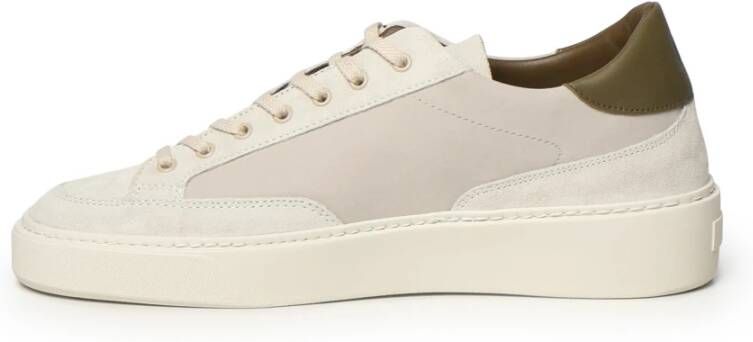 D.a.t.e. Witte Groene Leren Sneakers met Logo Beige Heren