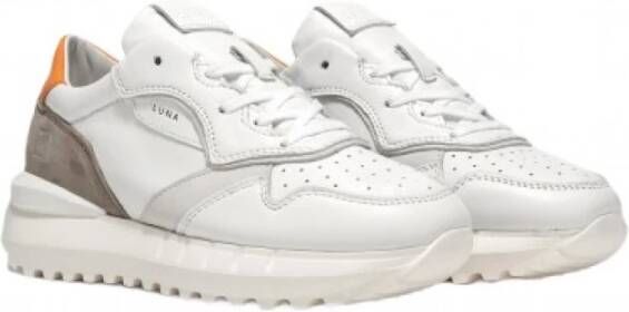 D.a.t.e. Witte hardloopsneaker met taupe accenten White Dames