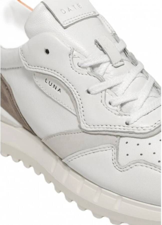 D.a.t.e. Witte hardloopsneaker met taupe accenten White Dames