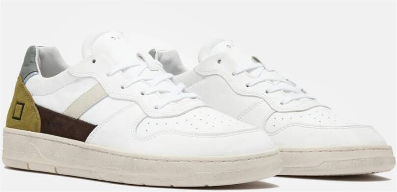 D.a.t.e. Witte Lage Sneakers van Leer met Groene Details Wit Heren