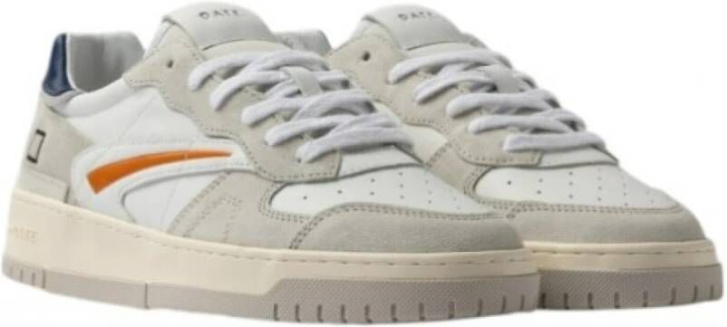 D.a.t.e. Witte Leren en Suède Lage Sneakers Multicolor Heren