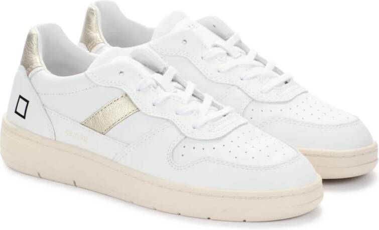 D.a.t.e. Witte Leren Sneaker met Platina Details White Dames