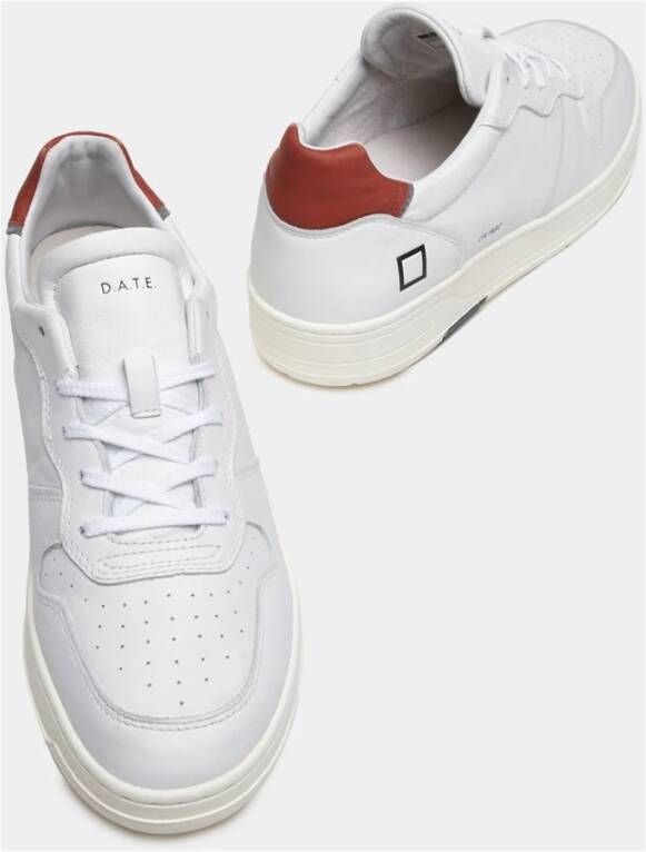 D.a.t.e. Witte Leren Sneakers met Bruine Hielen Wit Heren