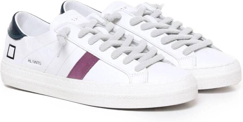 D.a.t.e. Witte leren sneakers met gebarsten details White Dames