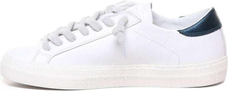 D.a.t.e. Witte leren sneakers met gebarsten details White Dames