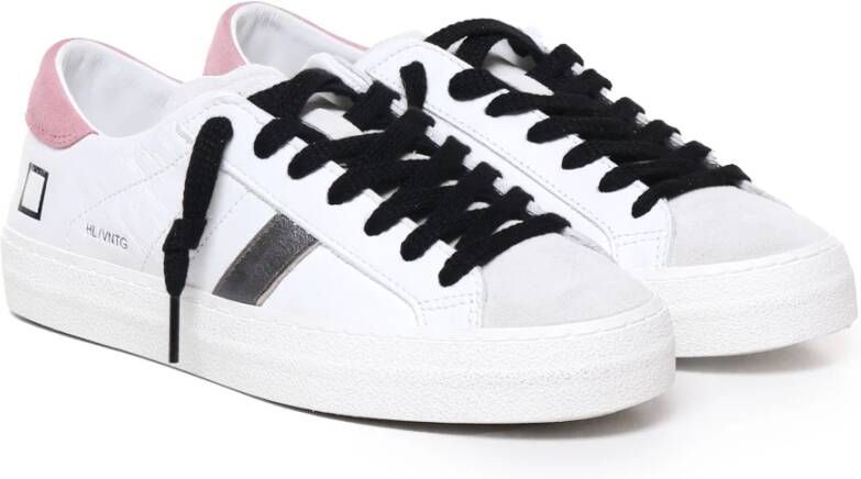 D.a.t.e. Witte Leren Sneakers met Gebarsten Details White Dames