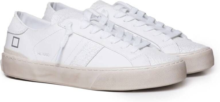 D.a.t.e. Witte Leren Sneakers met Gebarsten Hiel White Dames