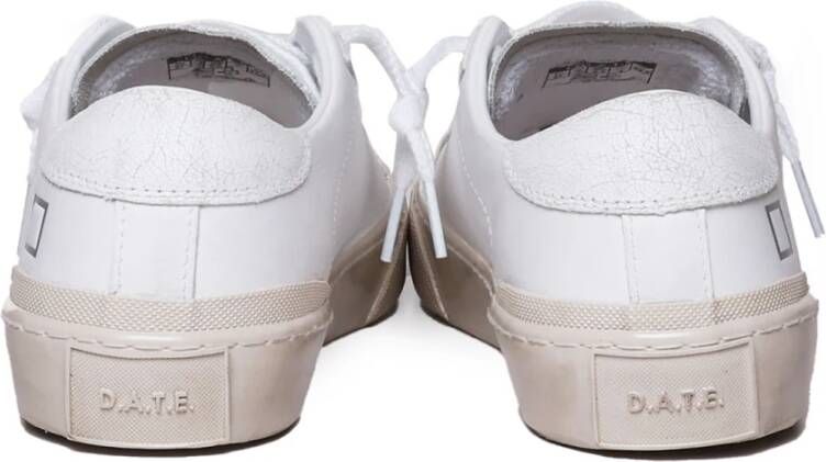 D.a.t.e. Witte Leren Sneakers met Gebarsten Hiel White Dames