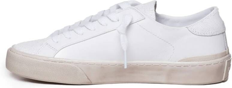 D.a.t.e. Witte Leren Sneakers met Gebarsten Hiel White Dames