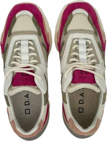 D.a.t.e. Witte Leren Sneakers met Gekleurde Details Multicolor Heren