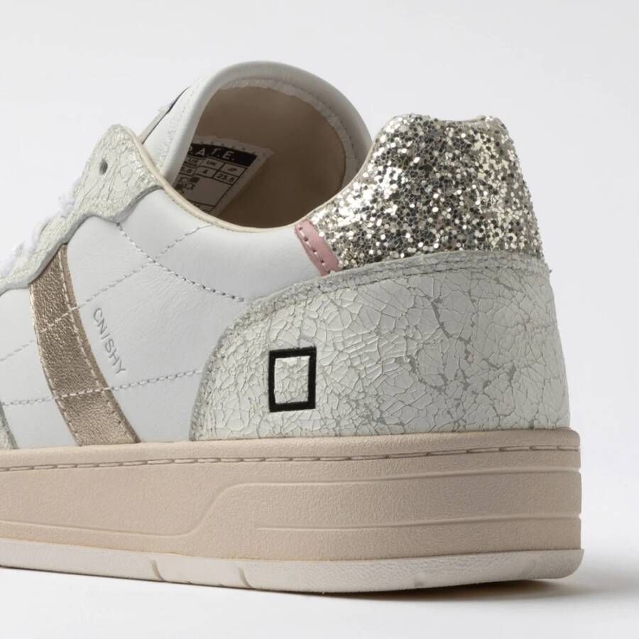 D.a.t.e. Witte Leren Sneakers met Glitterdetails White Dames