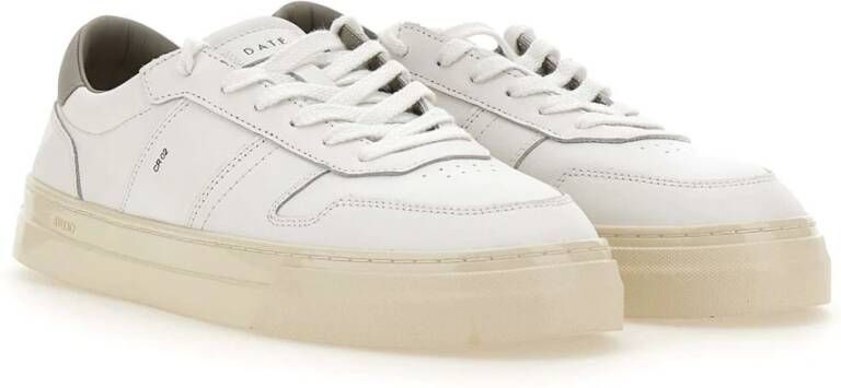 D.a.t.e. Witte Leren Sneakers met Grijze Hiel White Heren