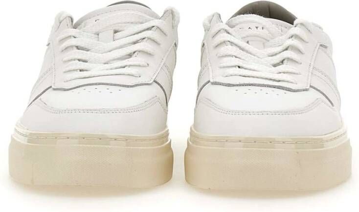 D.a.t.e. Witte Leren Sneakers met Grijze Hiel White Heren