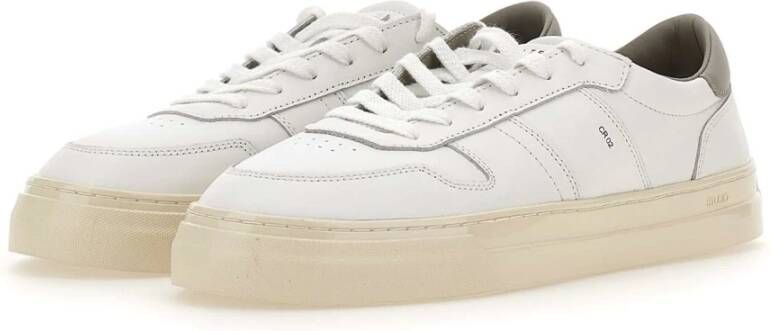 D.a.t.e. Witte Leren Sneakers met Grijze Hiel White Heren